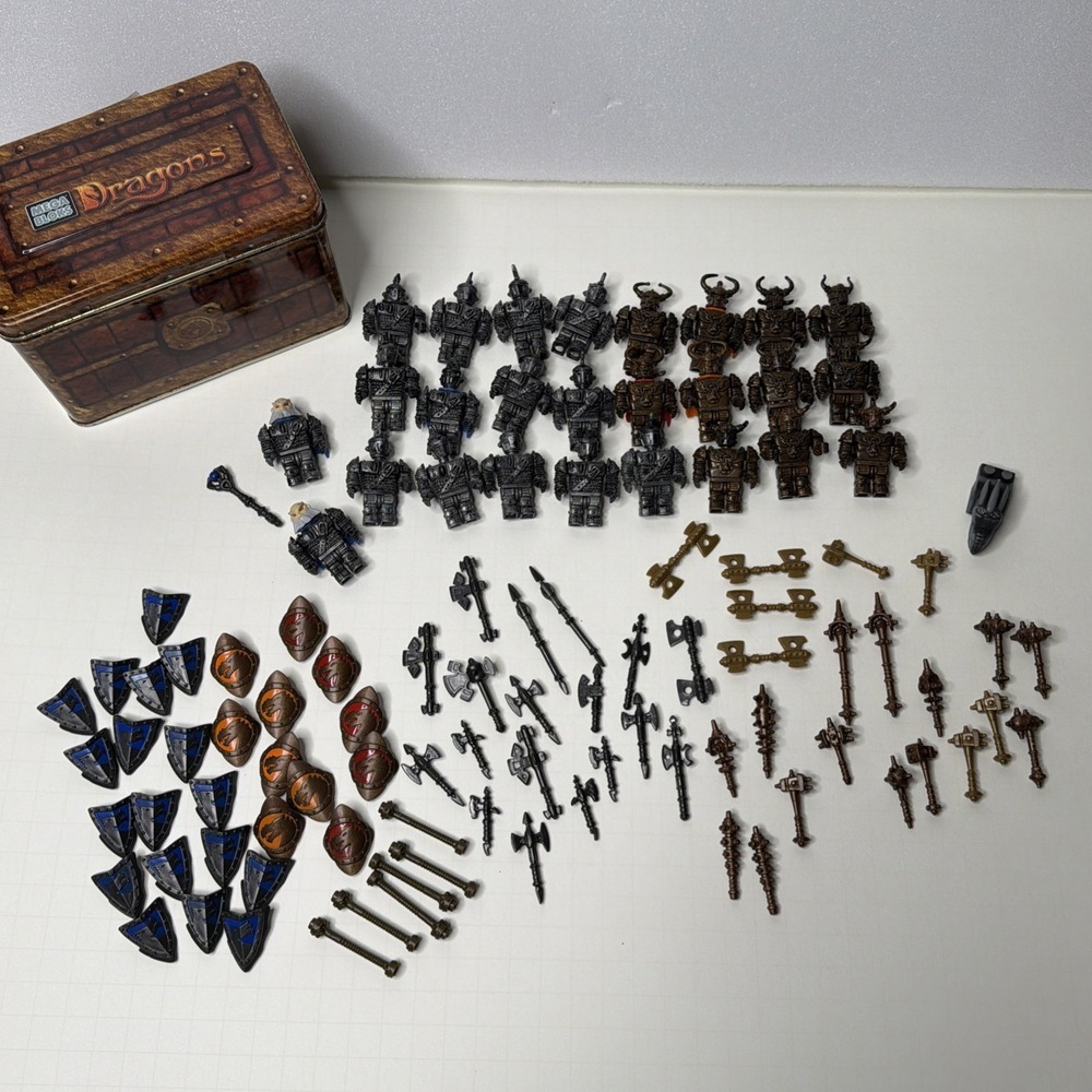 Mega Bloks Dragons Krystal Wars Knights 26 Minifigures /Weapons Accessories Lot